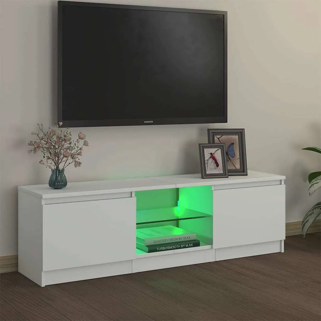 vidaXL Έπιπλο Τηλεόρασης με LED Λευκό 120 x 30 x 36 εκ.