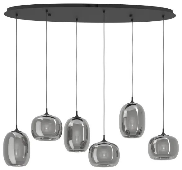 Κρεμαστό Φωτιστικό Οροφής 6xLED 3,7W Μαύρο 3CCT Dimmable Larva 390415 Eglo-390415-Μαύρο 390415