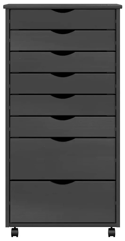 vidaXL Ντουλάπι Κυλιόμενο με Συρτάρια MOSS Γκρι από Μασίφ Ξύλο Πεύκου