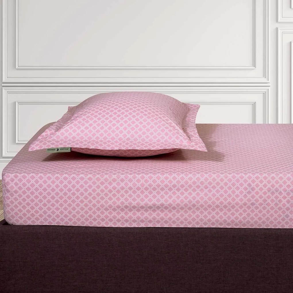 Σεντόνι King Size Με Λάστιχο (180x200+35)Greenwich Polo Club Loft Rhombus Ροζ