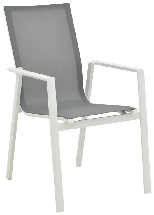 Καρέκλα - Πολυθρόνα κήπου Dashiell αλουμίνιο λευκό textilene γκρι 71x58x94 εκ. 71x58x94 εκ.