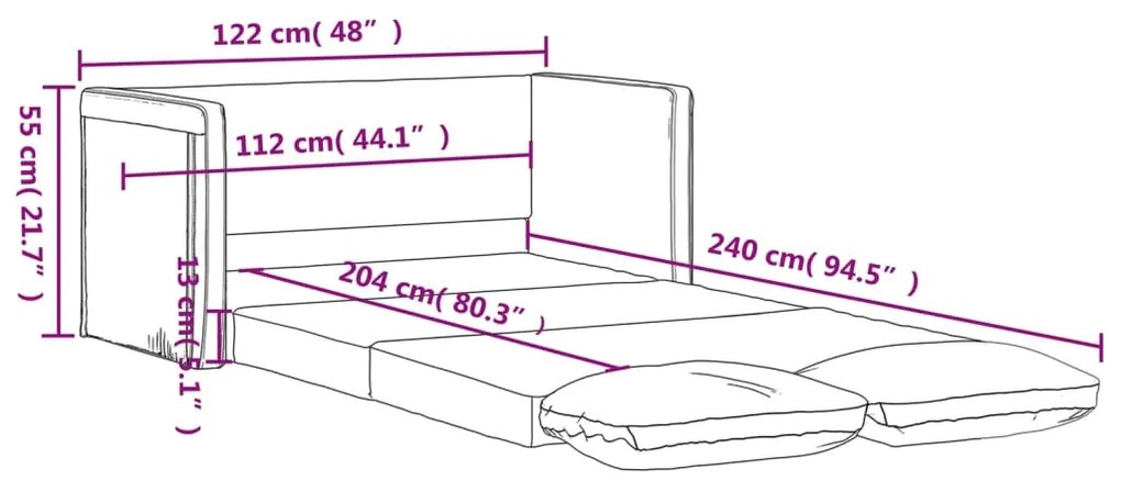 Καναπές-Κρεβάτι Δαπέδου 2 σε 1 Μπορντό 122x204x55εκ. Βελούδινος 353960