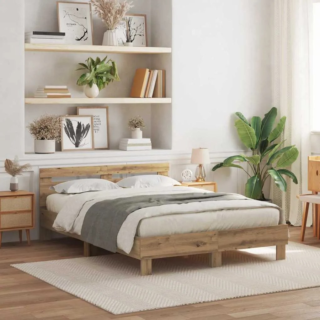 vidaXL Σκελετός Κρεβατιού artisan δρυς 150 x 200 cm Επεξεργασμένο ξύλο