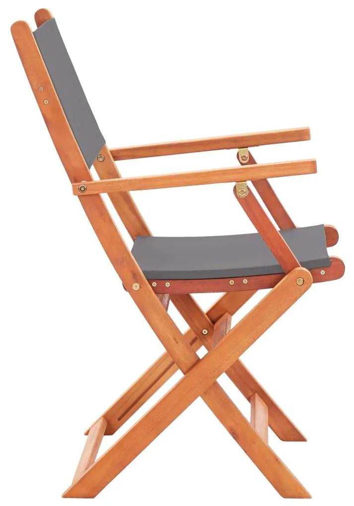 Καρέκλες Πτυσσόμενες 8τεμ. Γκρι Μασίφ Ξύλο Ευκαλύπτου/Τεξτιλίνη - Γκρι