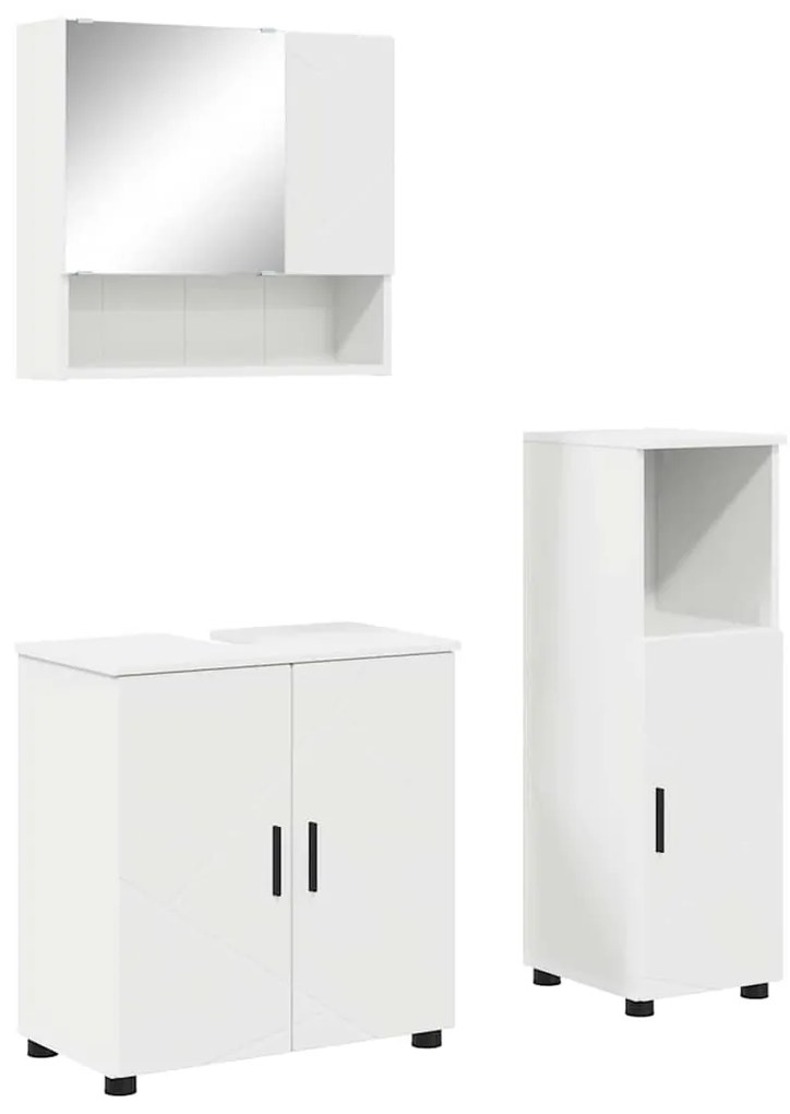 vidaXL Σετ Επίπλων Μπάνιου Επιτοίχιο 3 pcs Λευκό 61 x 35 x 64 εκ.
