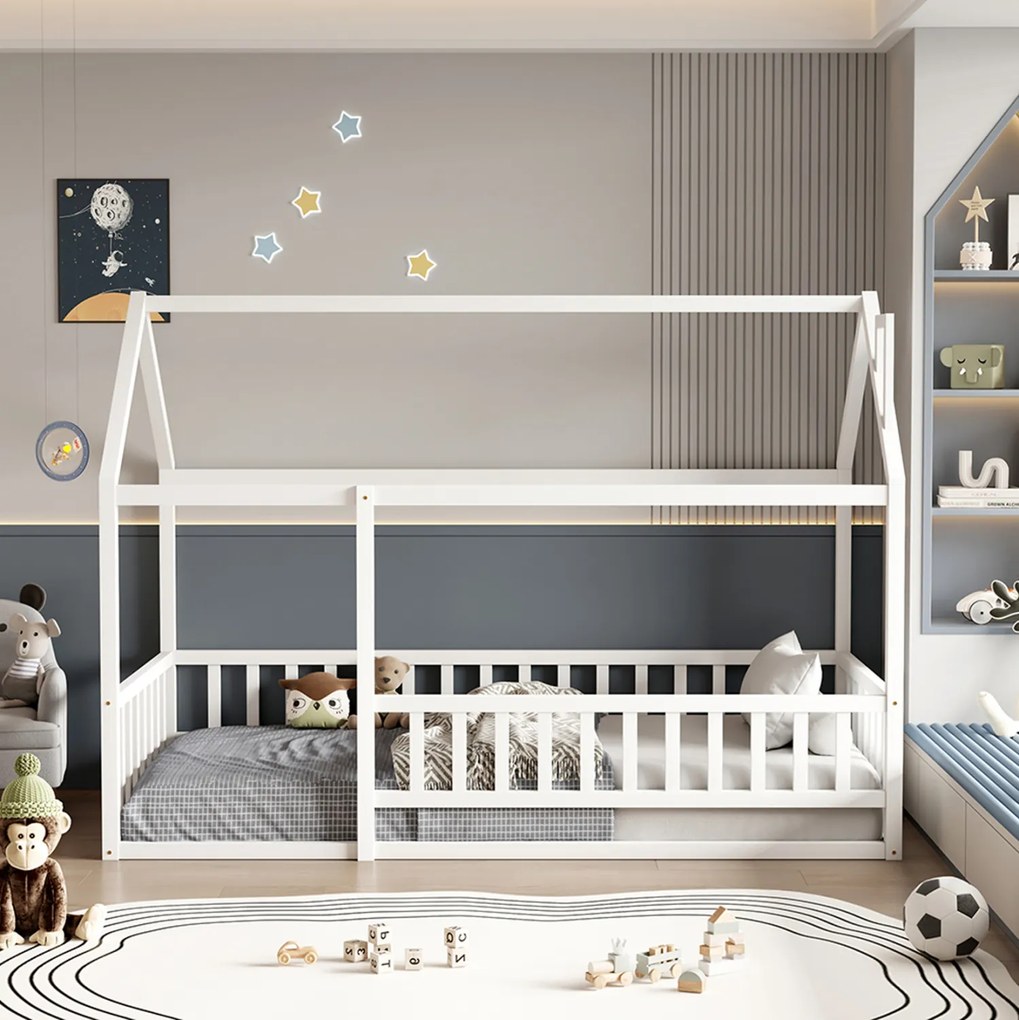 ΚΡΕΒΑΤΙ ΠΑΙΔΙΚΟ ΜΕ ΚΑΓΚΕΛΟ HOUSER HM706.03 τ.MONTESSORI ΞΥΛΟ ΠΕΥΚΟ ΛΕΥΚΟ-190x90εκ (1 Τεμμάχια)