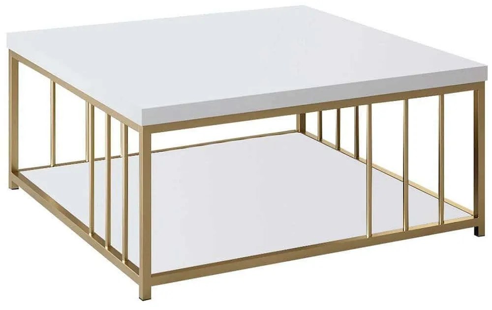 Τραπέζι Σαλονιού Zenn 618BLY1134 90x90x40cm White-Gold