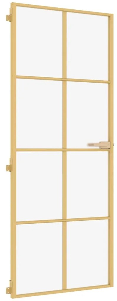 vidaXL Εσωτερική Πόρτα Χρυσή 93 x 201,5 εκ. Ψημένο Γυαλί & Αλουμίνιο