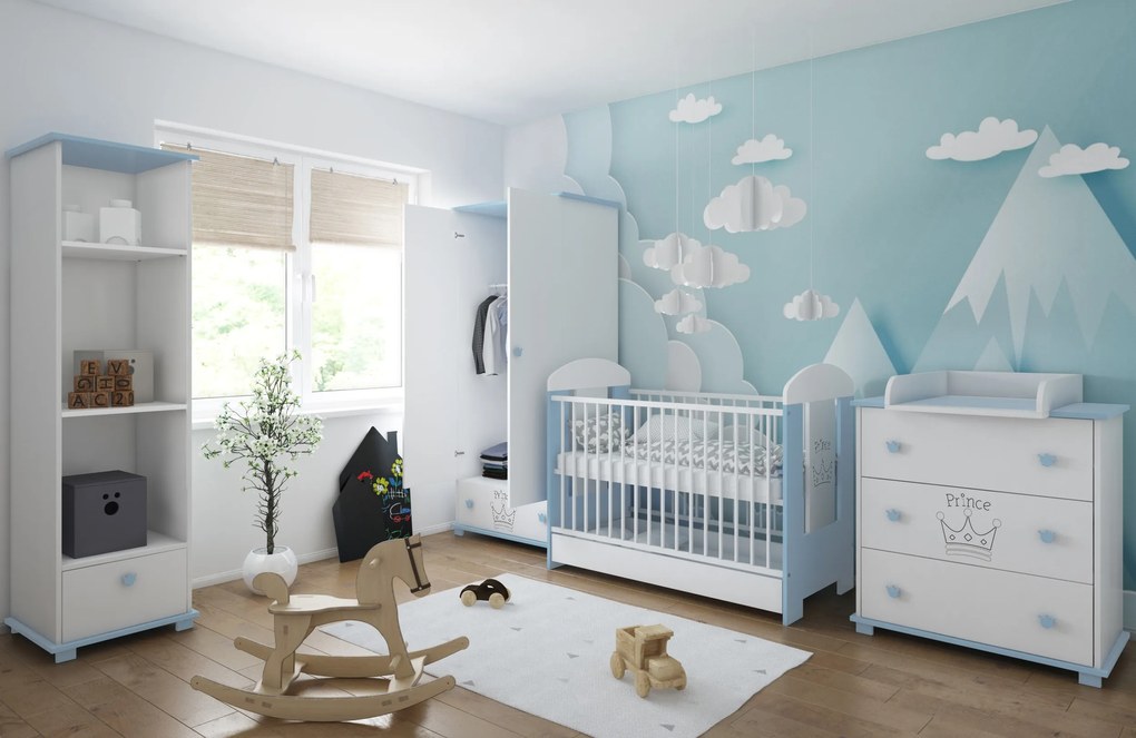 Ντουλάπα  2φυλλη  Crowns  White + Blue  83x46x183cm  BC30016 BabyCute