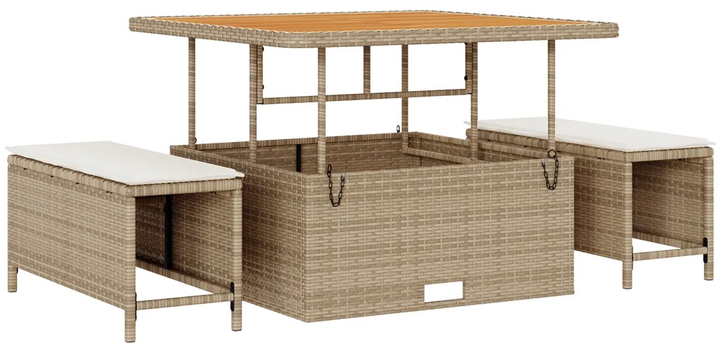 vidaXL 13 Piece Garden Sofa Set with Cushions Beige Poly Rattan Acacia