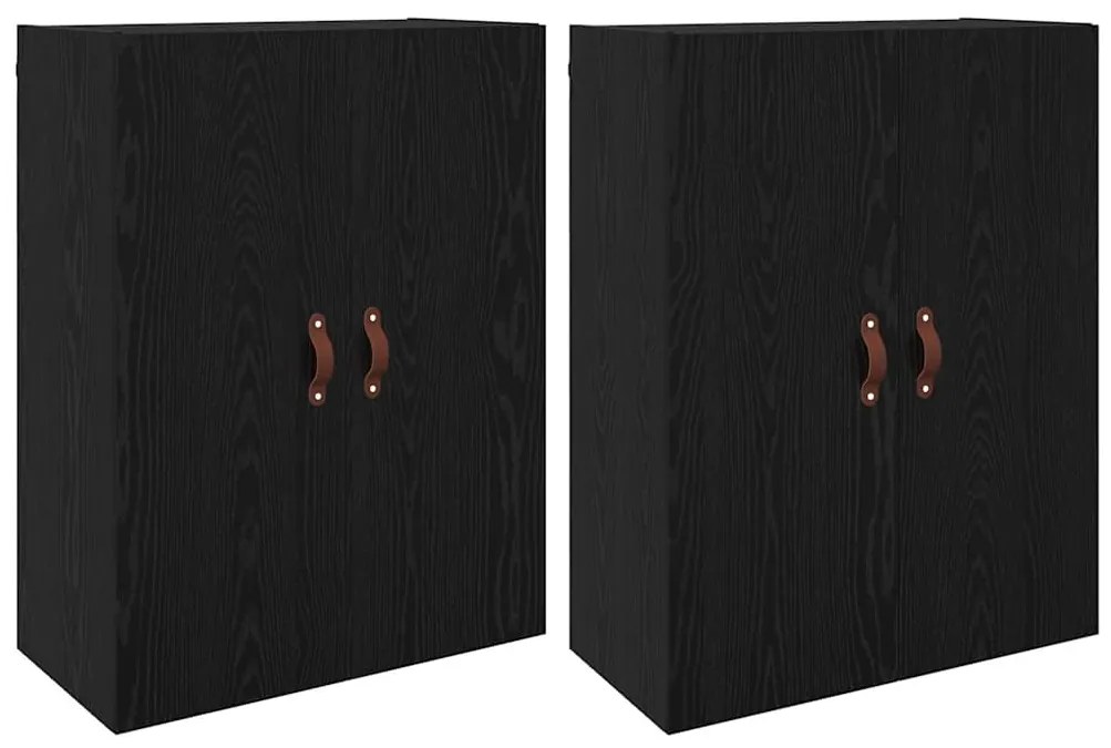 vidaXL Τοίχου Ντουλάπα Επιτοίχιο 2 pcs Μαύρη Οξυά 69,5 x 34 x 90 εκ.