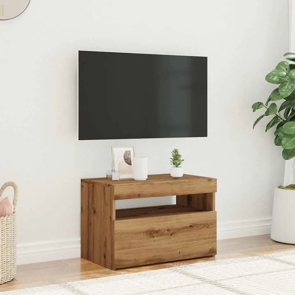 vidaXL ντουλάπι τηλεόρασης  με φώτα LED Artisan Oak Κατασκευασμένο ξύλο