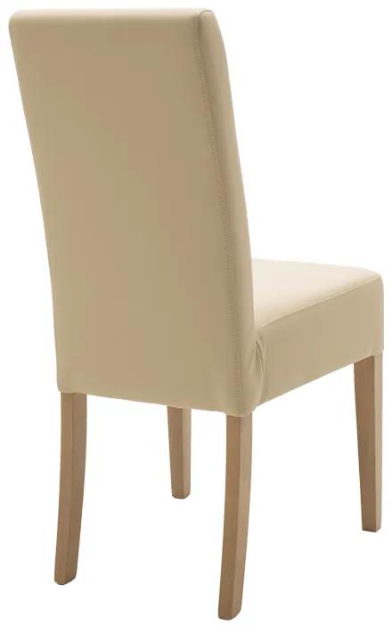 Καρέκλα Ditta pakoworld PU εκρού- πόδι μασίφ ξύλο sonoma - Τεχνόδερμα - 047-000030