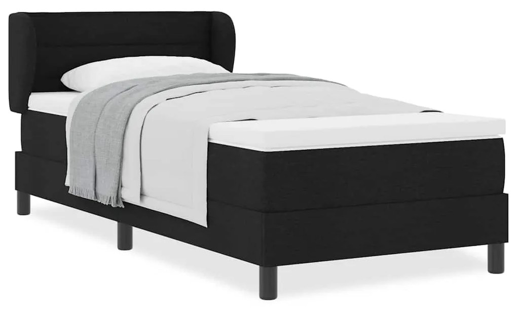 vidaXL Κρεβάτι box spring με στρώμα με στρώμα Μαύρο 90 x 190 cm ύφασμα