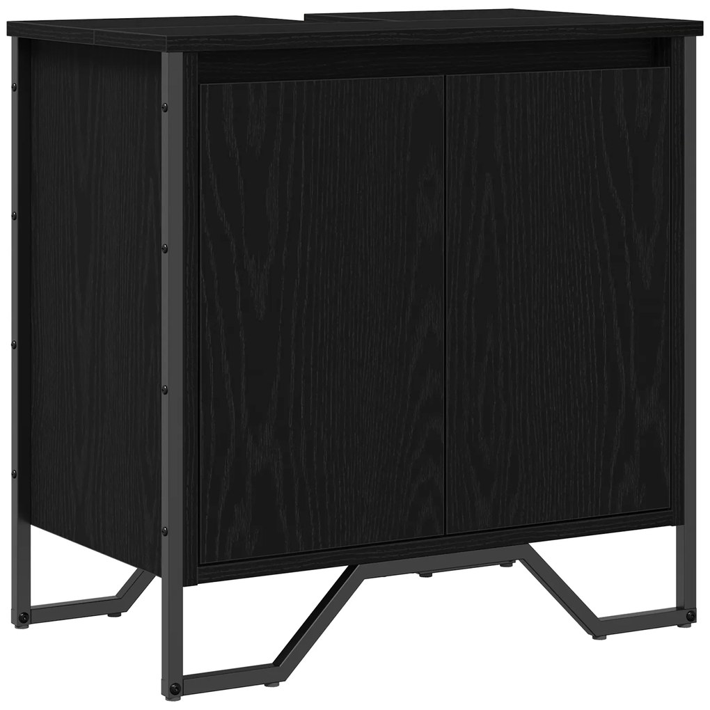 vidaXL Ντουλάπα Νιπτήρα Μπάνιου Μαύρου Δρυού 60x35x60 εκ Κατασκευασμένο Ξύλο