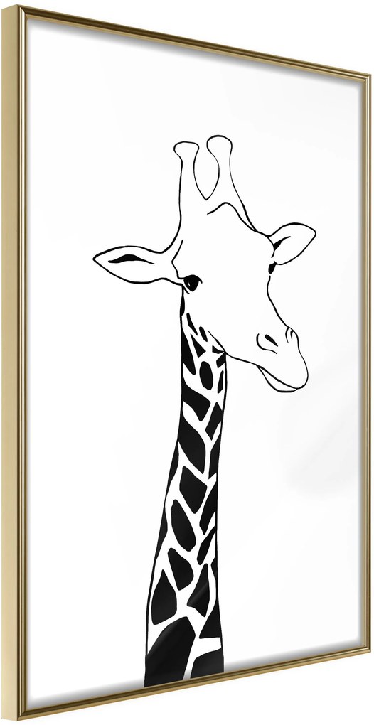 Αφίσα - Black and White Giraffe - 20x30 - Χρυσό - Χωρίς πασπαρτού