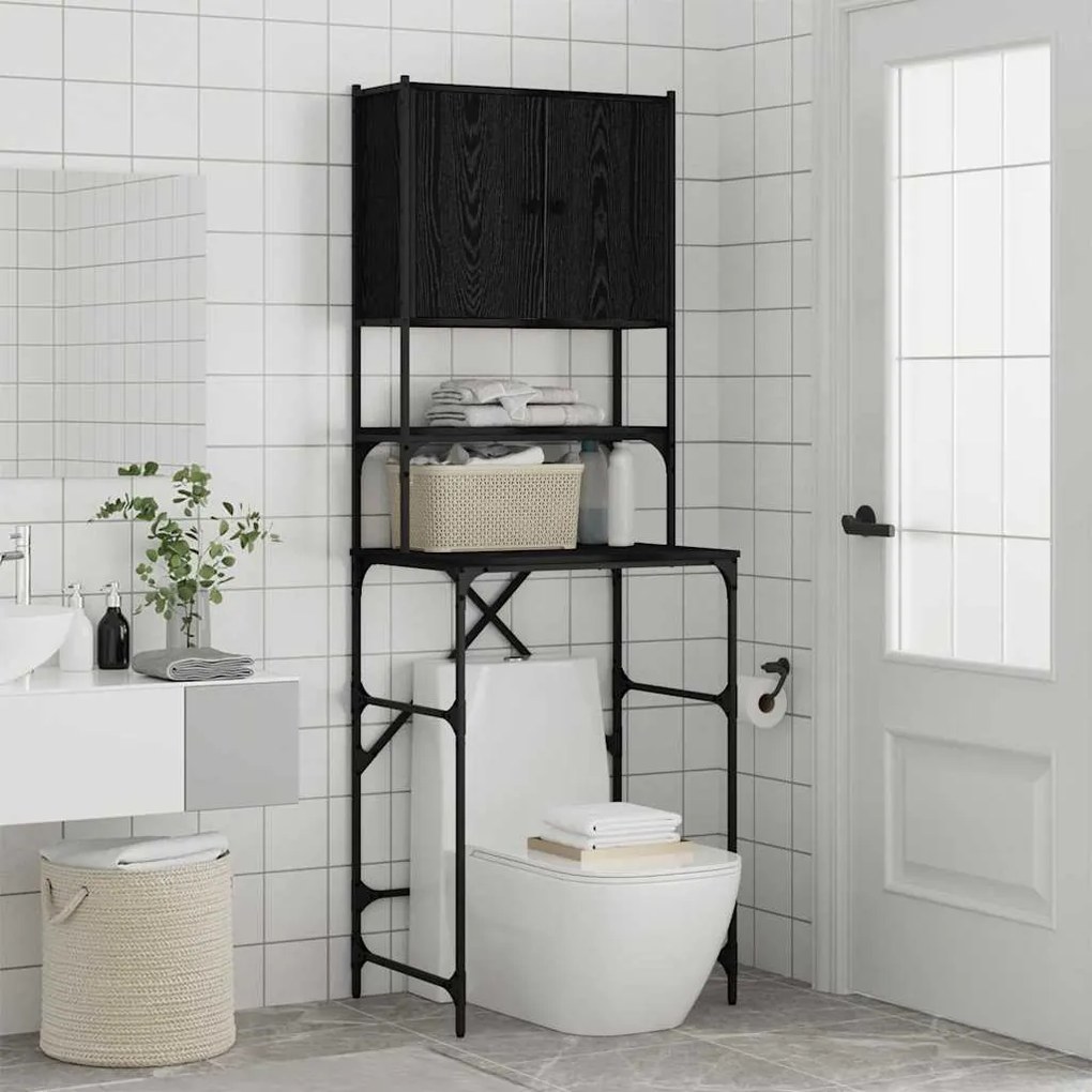 vidaXL Ντουλάπα Πλυντηρίου Μαύρο 0ak 68 x 48,5 x 194 εκ