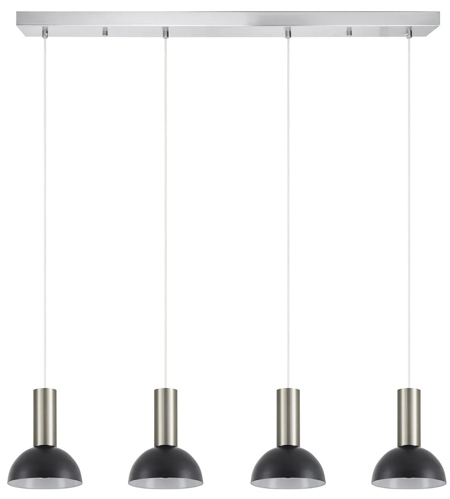 Φωτιστικό Οροφής  SE21-NM-4-4NM-MS3 ADEPT TUBE Nickel Matt Pendant Black Metal Shade+ - 51W - 100W - 77-8469