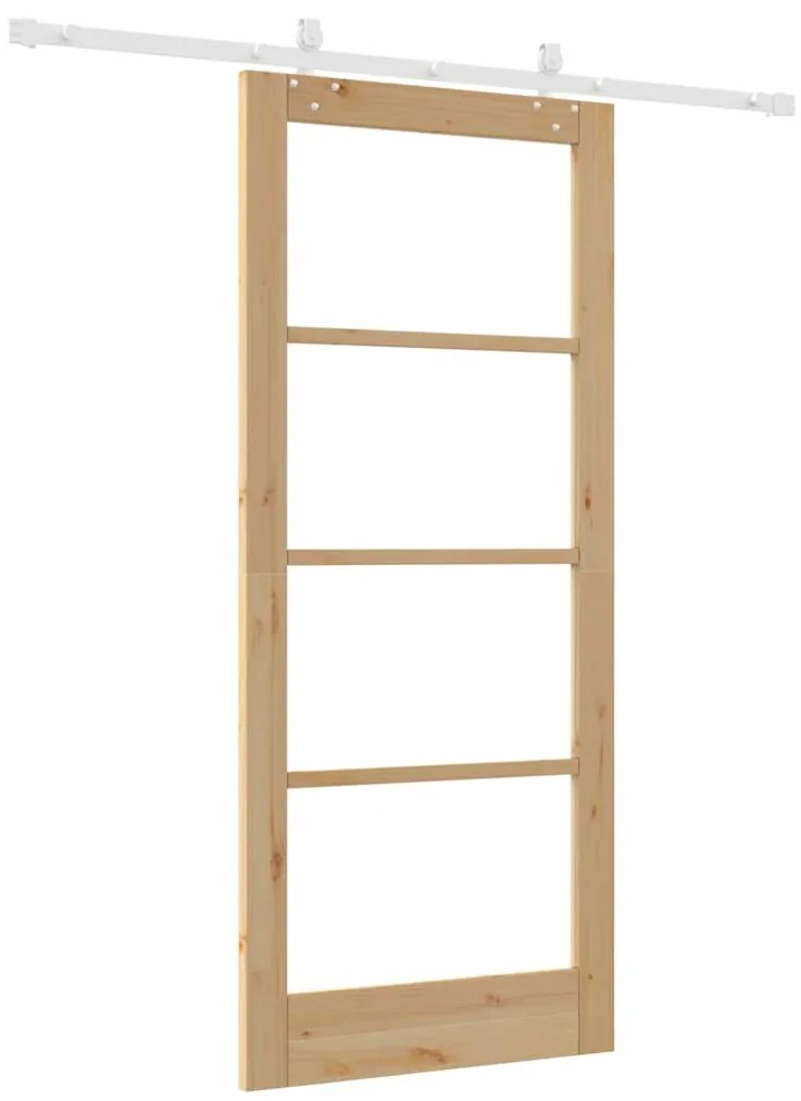 vidaXL Συρόμενη Πόρτα Χειροκίνητος Καφέ 86 x 198.5 cm Ξύλο και μέταλλο