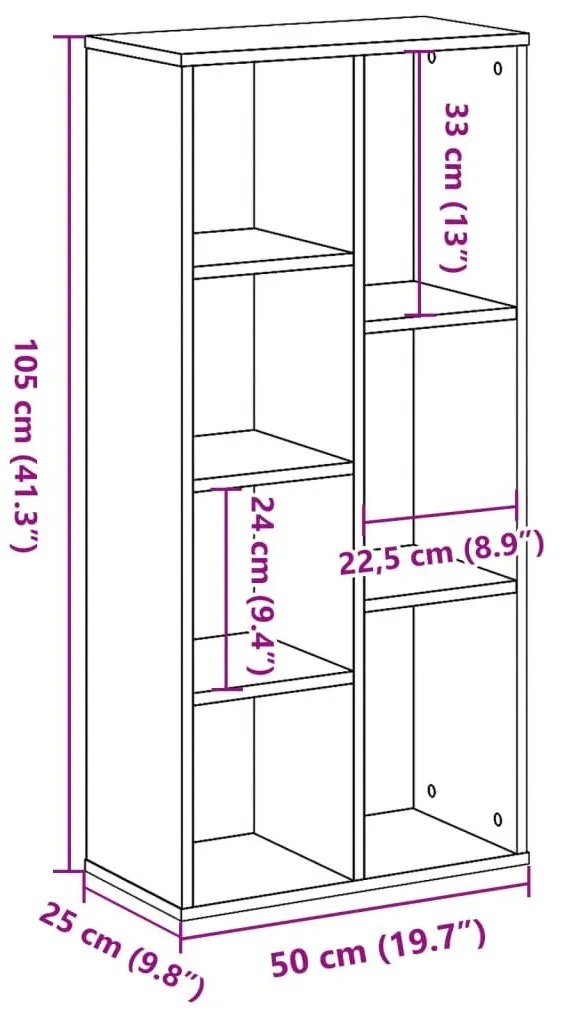 Βιβλιοθήκη Όψη Παλαιού Ξύλου 50x25x105 εκ. Επεξεργασμένο Ξύλο - Καφέ