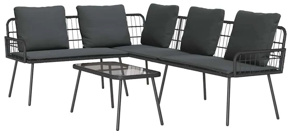 vidaXL Σετ Καναπέ Κήπου 2 pcs Μαύρο συνθετικό ρατάν