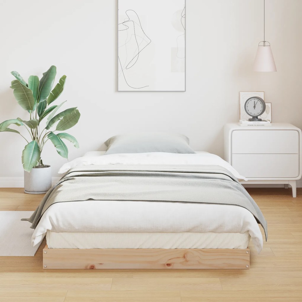 vidaXL Κρεβάτι δαπέδου Φυσικό 80 x 210 cm Μασίφ ξύλο πεύκου