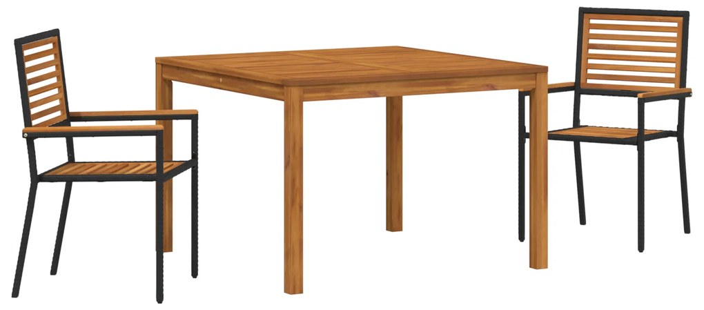 vidaXL Σετ Εξωτερικής Τραπεζαρίας 3 pcs Μαύρο 110 x 110 x 75 cm