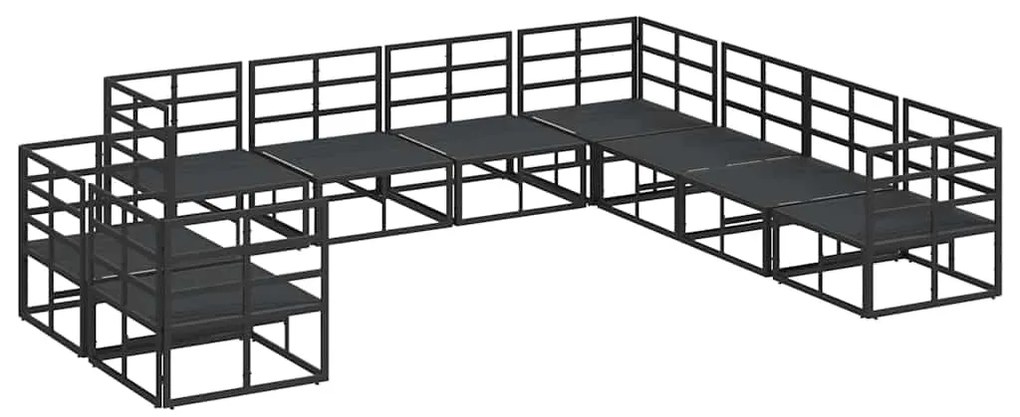 vidaXL Σετ Καναπέ Κήπου με μαξιλάρι 9 pcs Μαύρο Αλουμίνιο