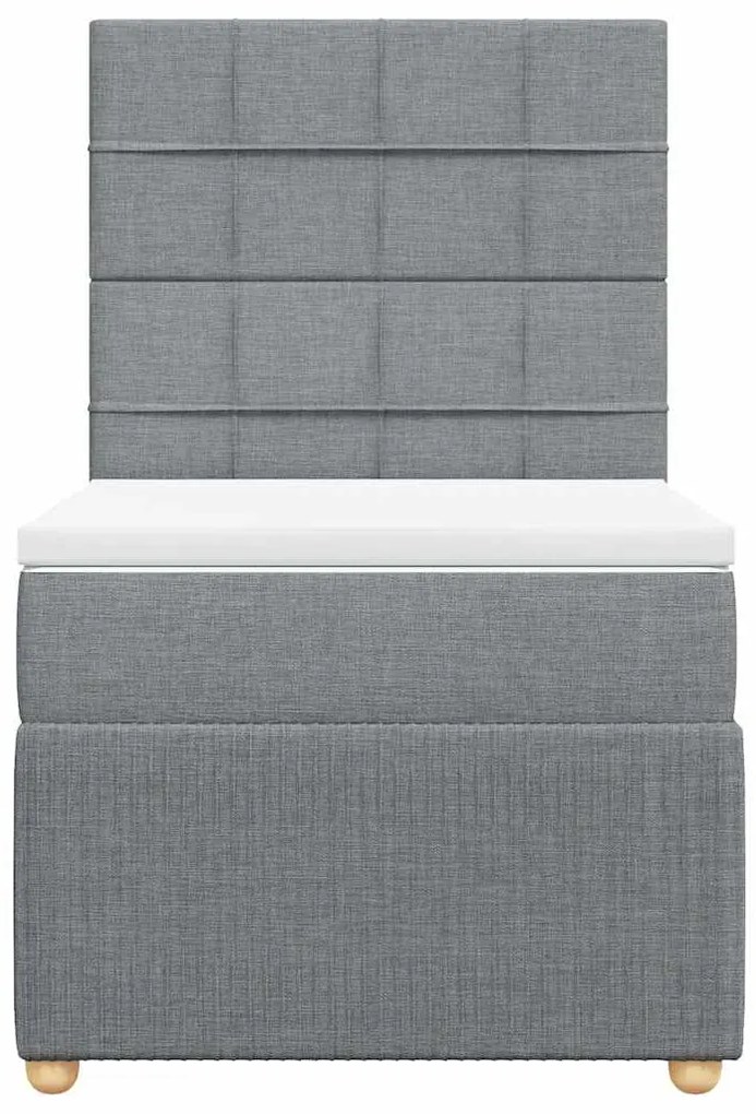 vidaXL Κρεβάτι Boxspring με Στρώμα Ανοιχτό Γκρι 90x190 εκ. Υφασμάτινο