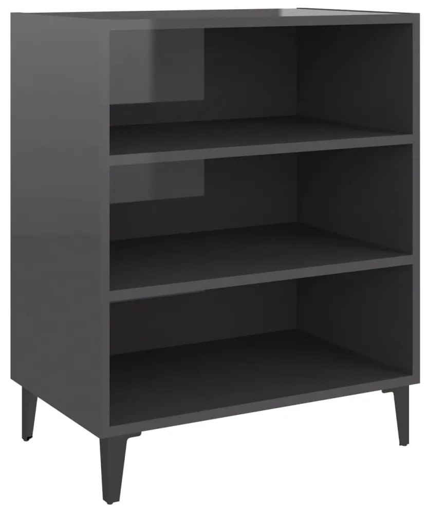vidaXL Συρταριέρα Γυαλιστερό Γκρι 57 x 35 x 70 εκ. από Επεξ. Ξύλο