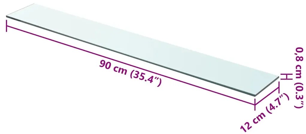 vidaXL Ράφι Πάνελ Διάφανο 90 x 12 εκ. Γυάλινο