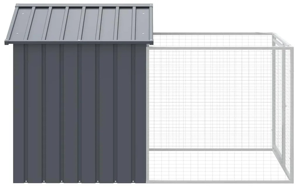 vidaXL Σπιτάκι Σκύλου με Αυλή Ανθρακί 117x201x123 εκ. Γαλβαν. Χάλυβας