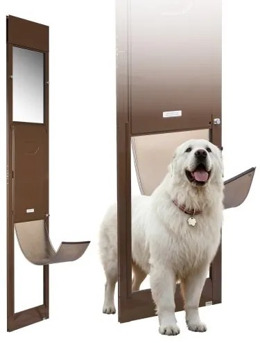 VEVOR Dog Door for Sliding Glass Door, 1927 mm to 2040 mm Adjustable Height, Aluminum Alloy Frame with Metal Rotating Hinges, Lock Design, 346 x 600 mm Flap, Sliding Glass Pet Door for Renters