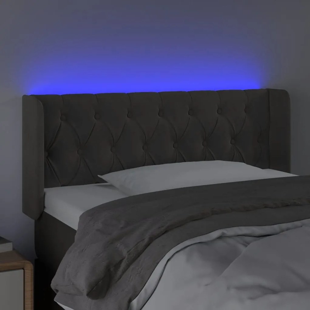 Κεφαλάρι Κρεβατιού LED Σκούρο Γκρι 93x16x78/88 εκ. Βελούδινο 3123609