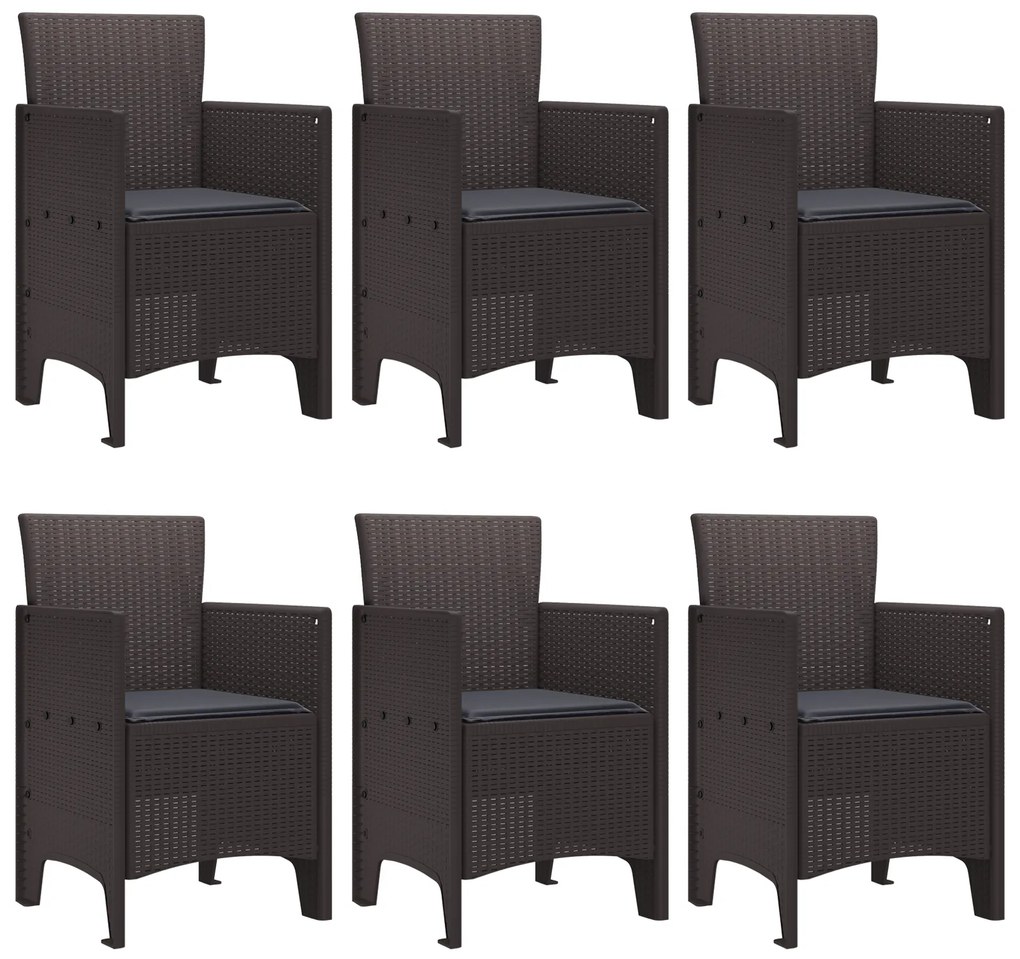 vidaXL Σετ Τραπεζαρίας Κήπου 7 pcs Καφέ PE Ρατάν