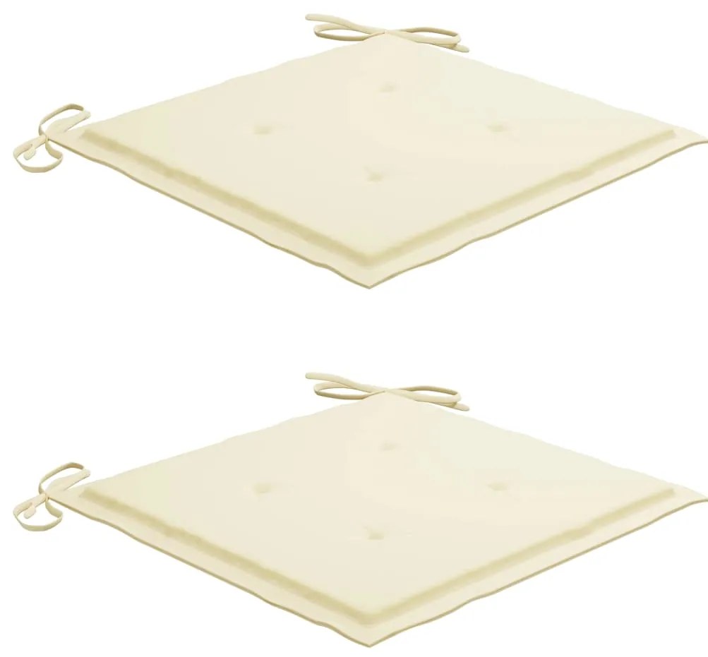 vidaXL Πολυθρόνα Κουνιστή από Μασίφ Ξύλο Teak με Κρεμ Μαξιλάρι