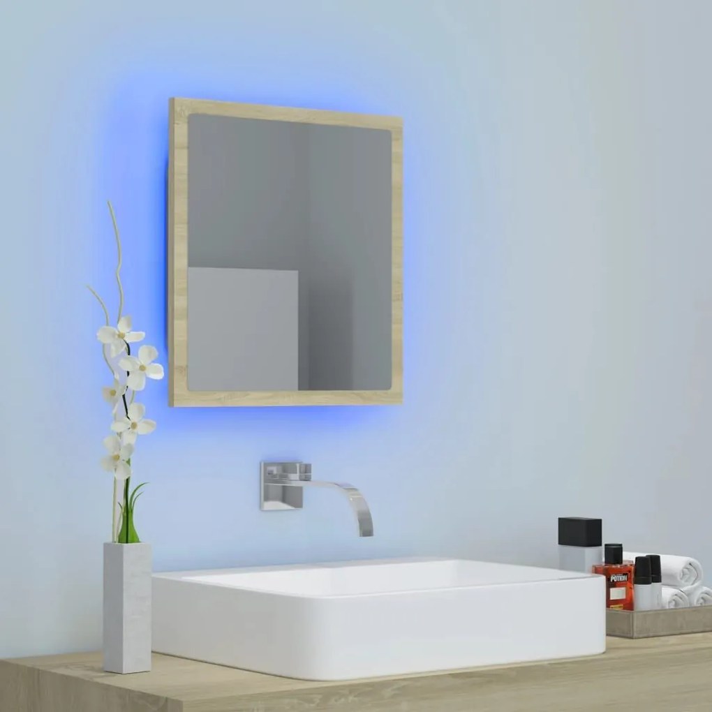 Καθρέφτης Μπάνιου με LED Sonoma Δρυς 40x8,5x37 εκ. Ακρυλικός - Καφέ