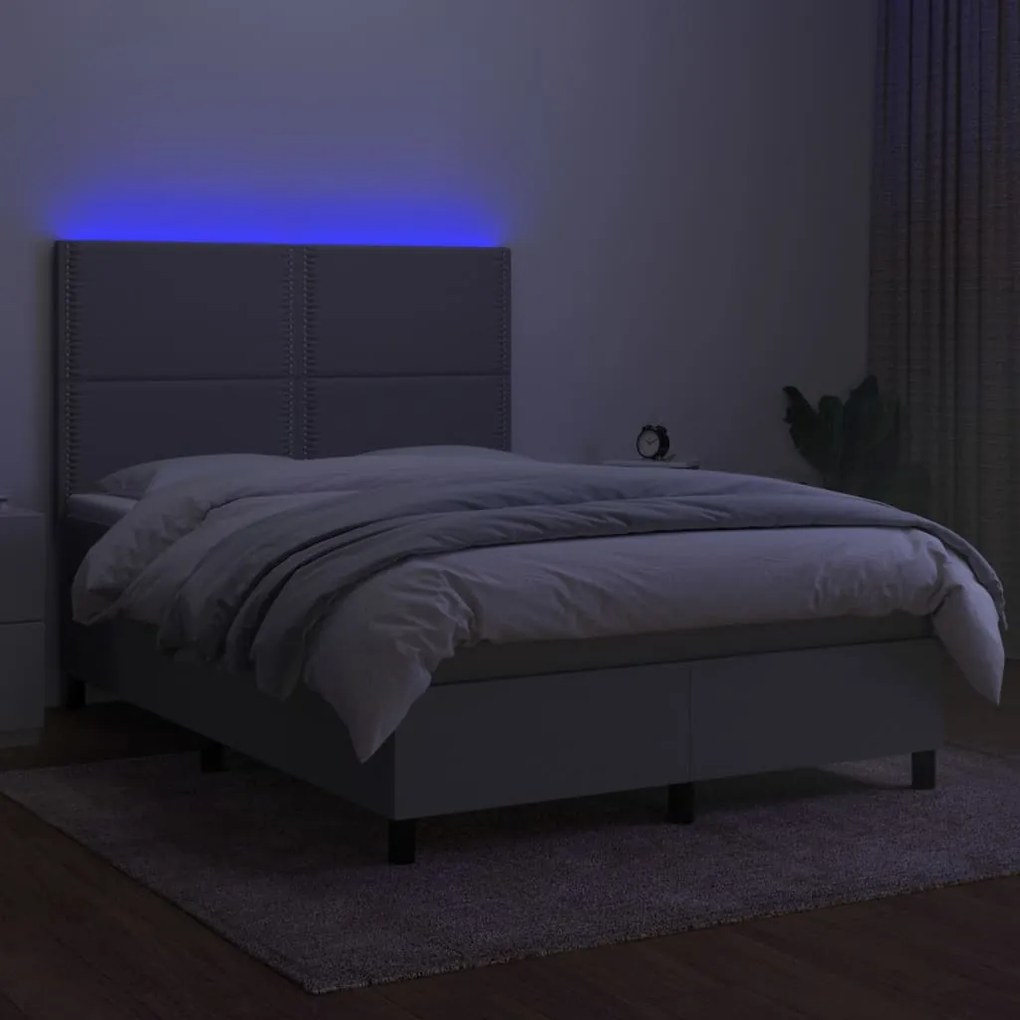 ΚΡΕΒΑΤΙ BOXSPRING ΜΕ ΣΤΡΩΜΑ &amp; LED ΑΝ.ΓΚΡΙ 140X200ΕΚ. ΥΦΑΣΜΑΤΙΝΟ 3134797