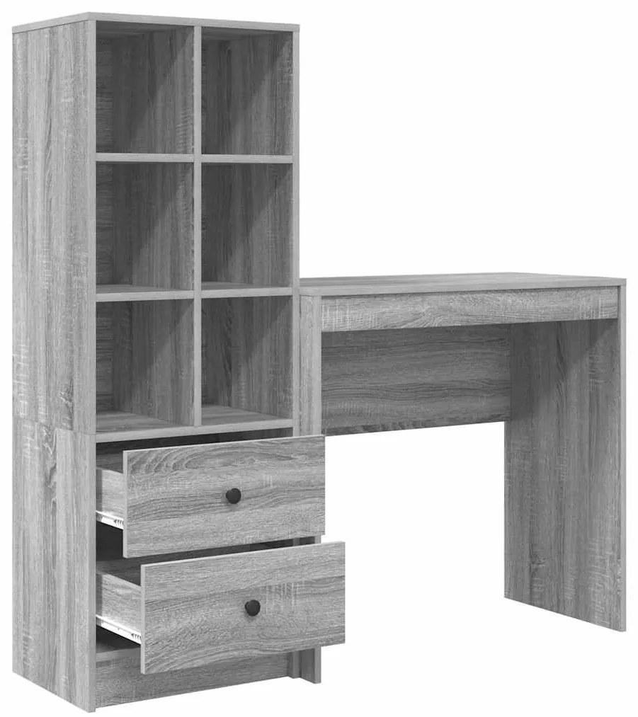 vidaXL Γραφείο με αποθηκευτικό χώρο 2 pcs Γκρι sonoma 80 x 40 x 76 εκ.