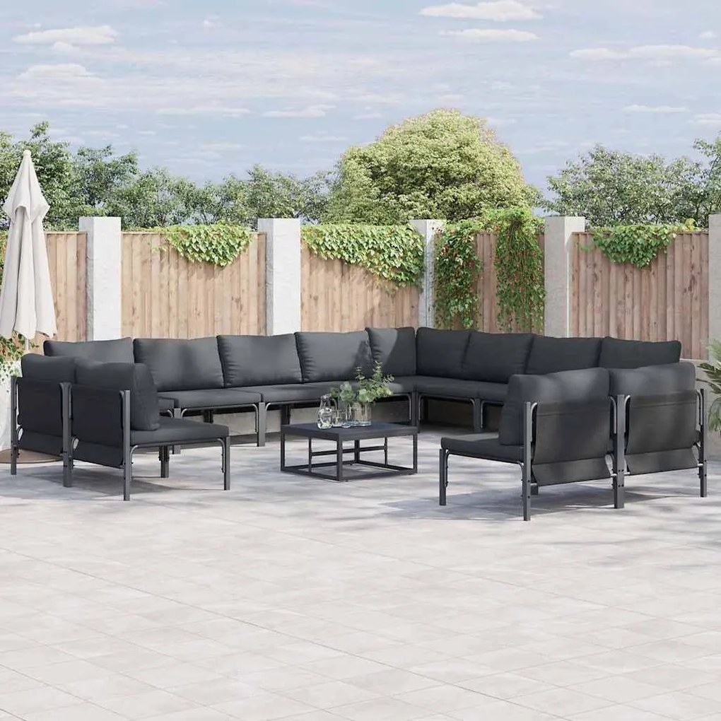 vidaXL Σετ Καναπέ Κήπου 13 pcs Ανθρακί Ατσάλι