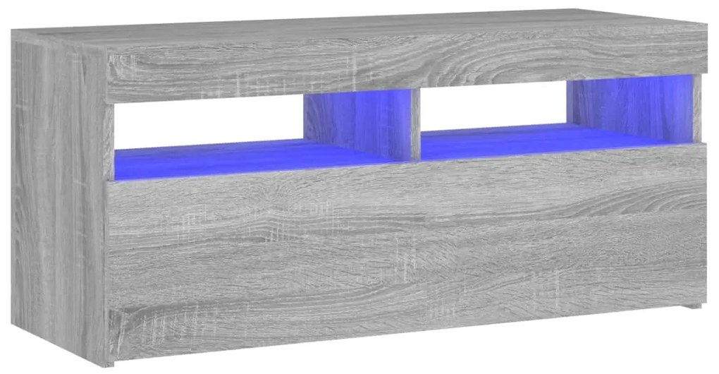 vidaXL Έπιπλο Τηλεόρασης με LED Γκρι Sonoma 90x35x40 εκ.