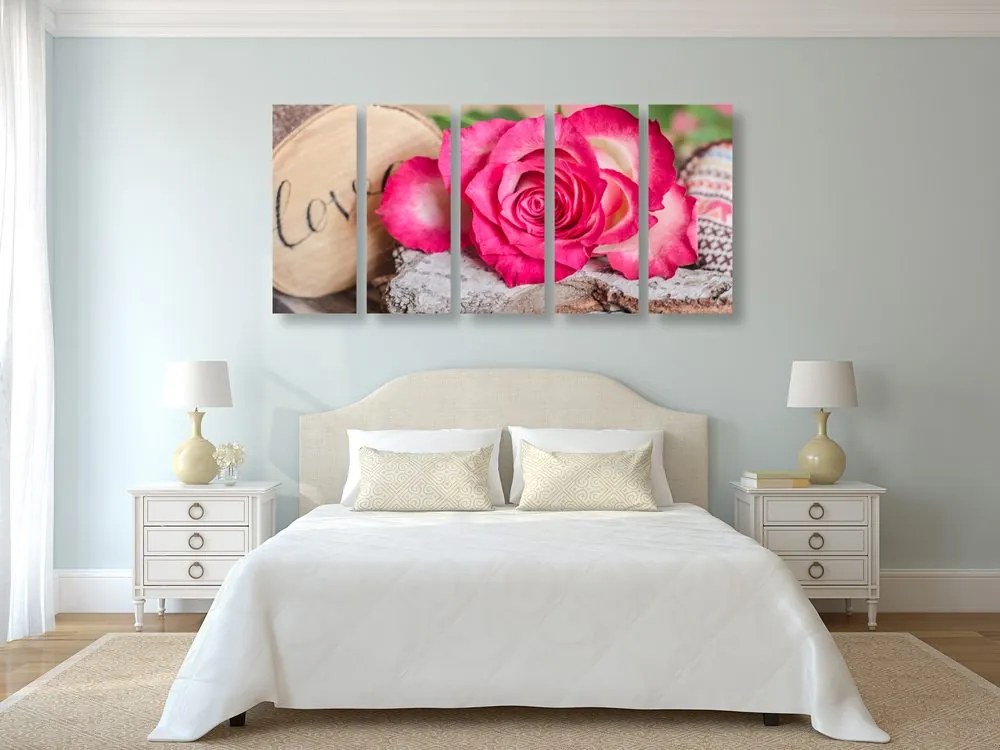 Εικόνα 5 μερών τριαντάφυλλο Αγάπη - 100x50