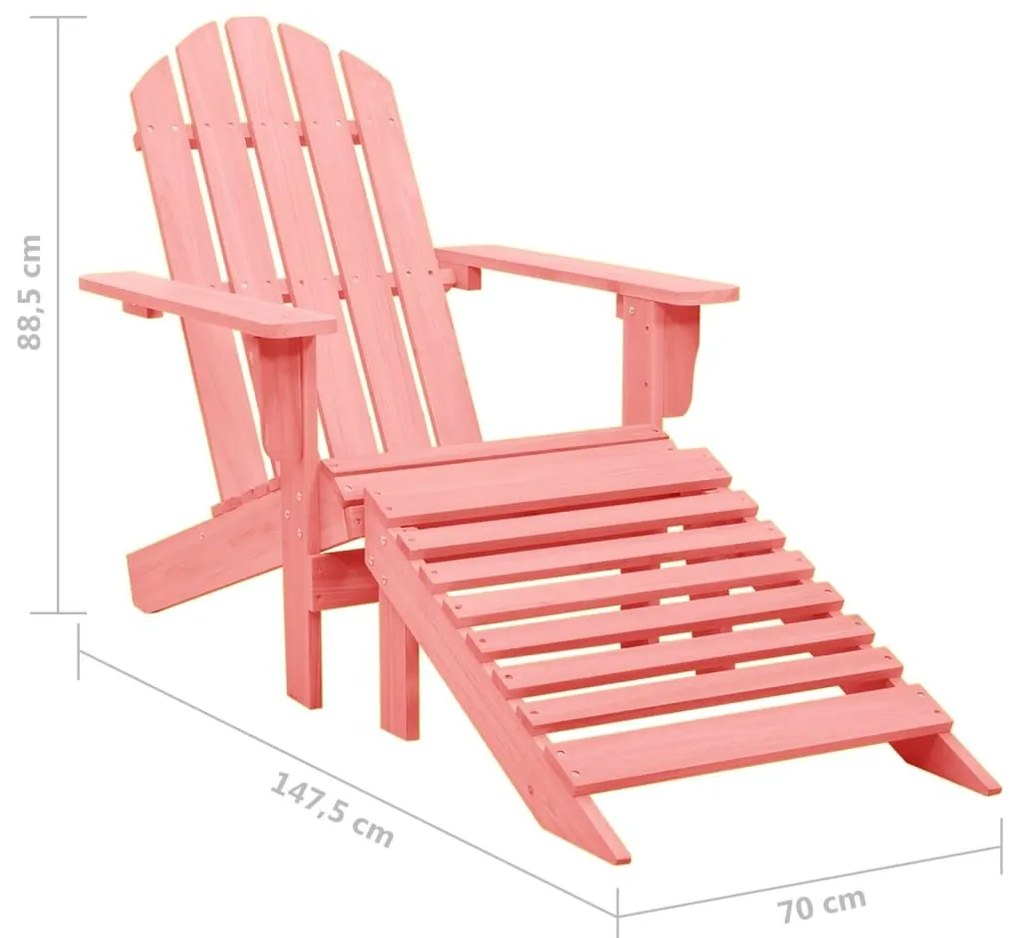 Καρέκλα Κήπου Adirondack με Υποπόδιο Ροζ από Ξύλο Ελάτης - Ροζ