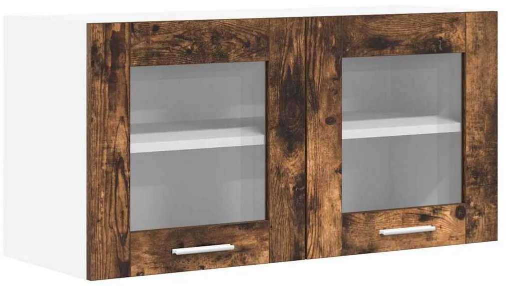 vidaXL Κρεμαστό ντουλάπι Καπνιστός Δρυς και Λευκό 80 x 31 x 40 εκ