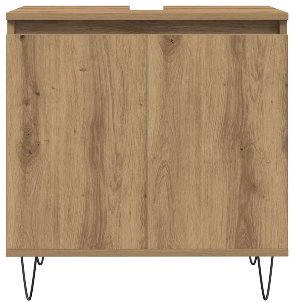 vidaXL Ντουλάπι Μπάνιου Δρυς τεχνίτης 58 x 33 x 60 εκ από Επεξεργ Ξύλο
