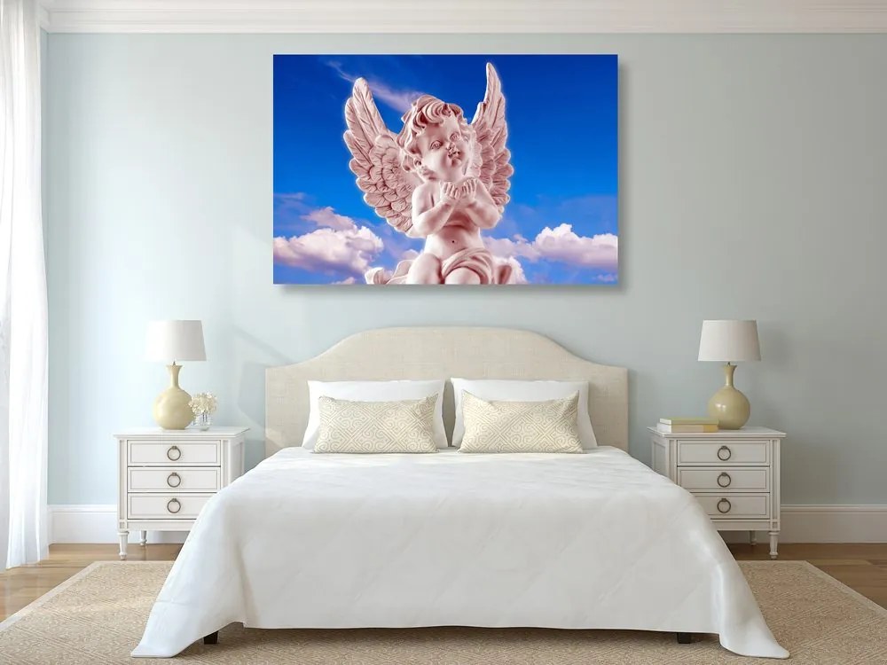Εικόνα ενός ροζ αγγέλου φροντίδας στον ουρανό - 60x40