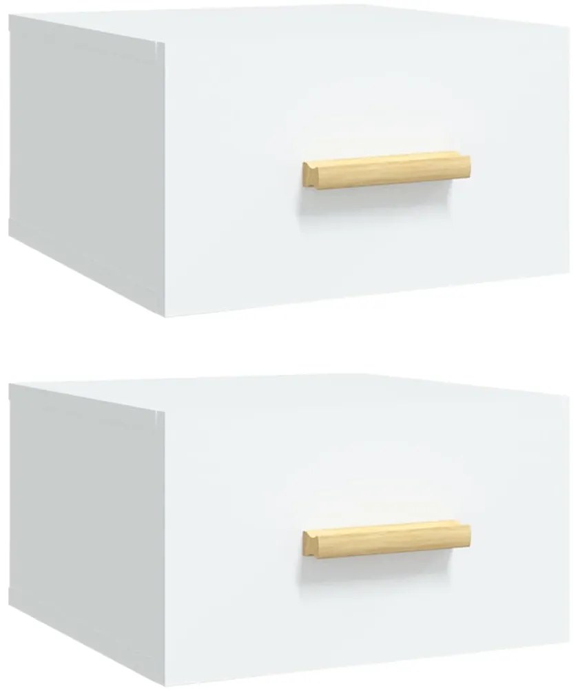 vidaXL Κομοδίνα Επιτοίχια 2 τεμ. Λευκά 35x35x20 εκ.