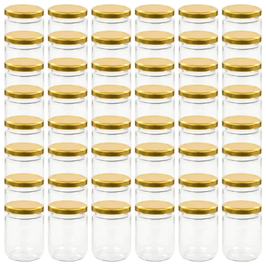 vidaXL Βάζα Μαρμελάδας 48 τεμ. 230 ml Γυάλινα με Χρυσά Καπάκια