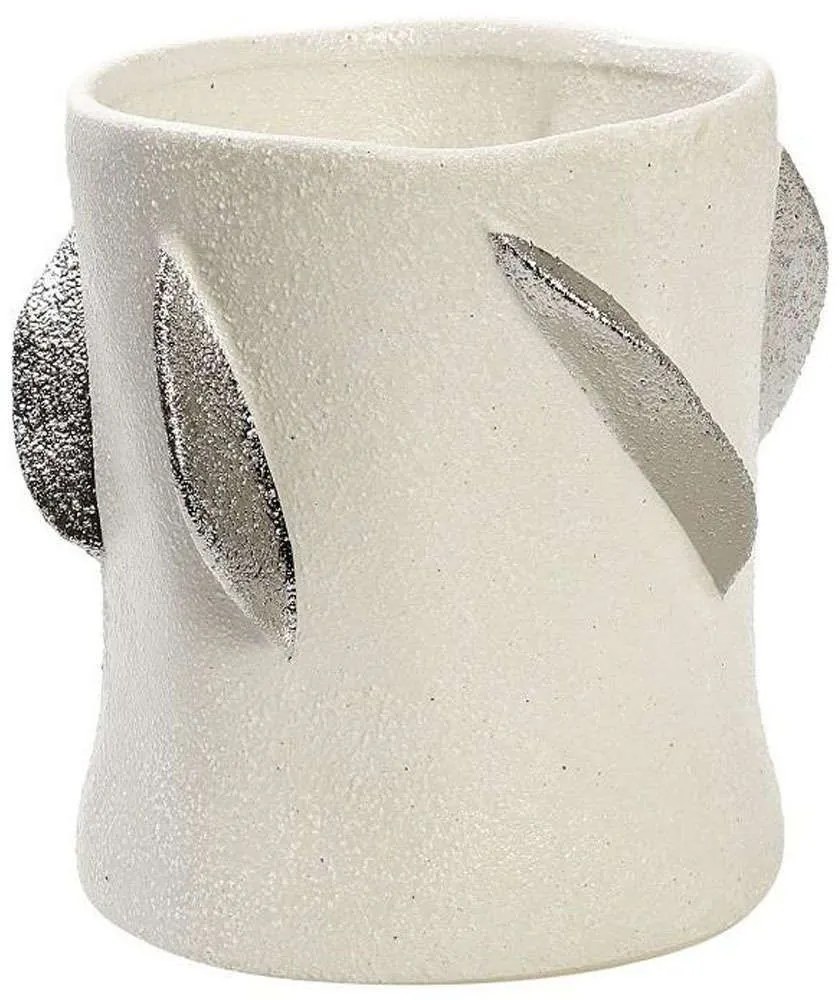 Βάζο Κεραμικό Φύλλα NIX103 19x19x18,2cm White-Silver Espiel Ceramic