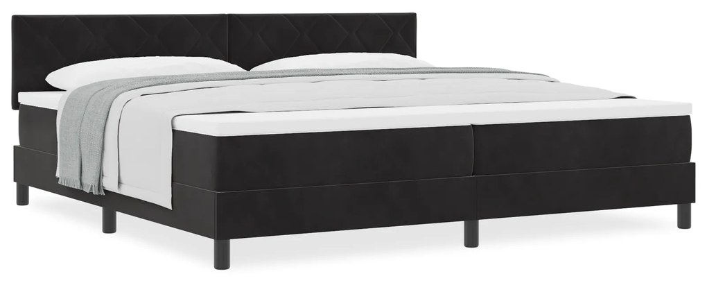 vidaXL Box Spring Bed με Στρώμα Μαύρο 200x200 εκ Βελούδο